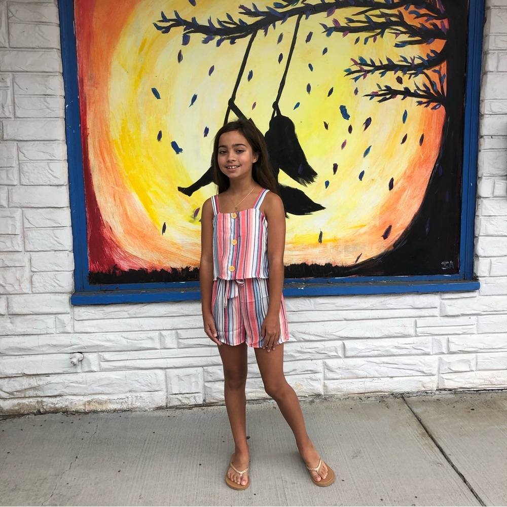Girls Boho Striped Tank/Shorts Outfit